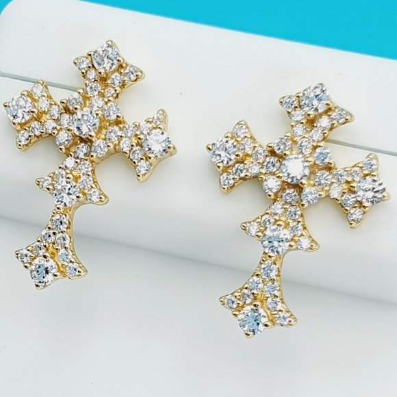 Jewelry - "14K Gold Plated 925 Sterling Silver CZ Beautiful Earrings for Women, 1USPAR4114
